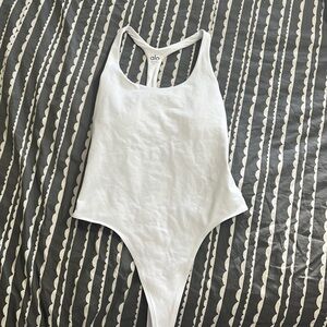 ALO Yoga White Bodysuit Top